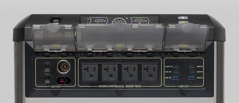 Power outlets on the Goal Zero Yeti 1500 Portable Power Station